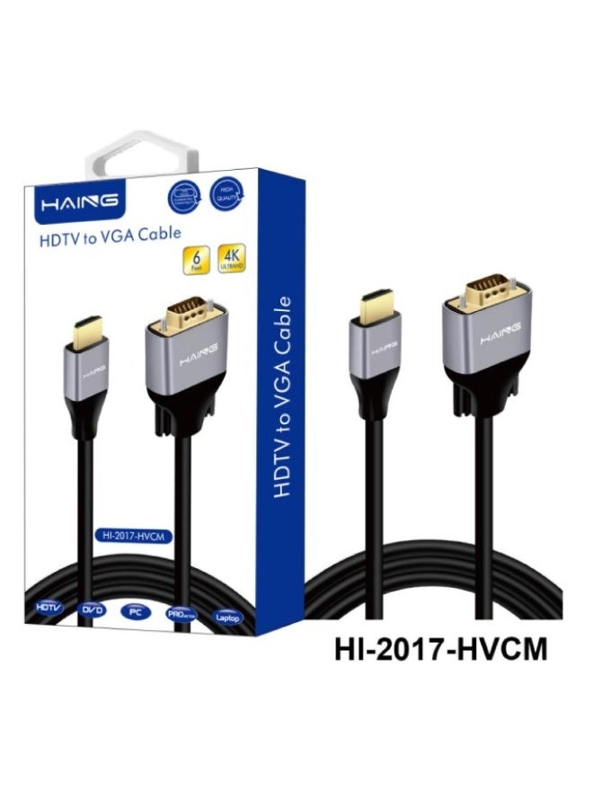 Haing HI-2017-HVCM HDTV to VGA Cable 1.8M | 4K | 1080p | Plug & Play - Image 2